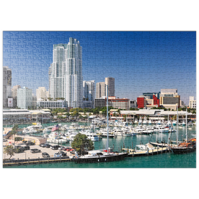 Darstellung des Puzzle-Motivs Yachthafen am Bayside Marketplace an einem sonnigen Tag, Miami, Florida, USA – Puzzleteile: 500