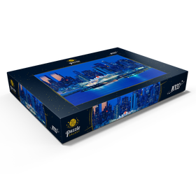 Darstellung des Puzzle Motivs Transatlantikliner Queen Mary 2 im Hafen am Hudson River, New York, USA - Puzzleteile: 1000