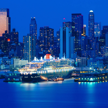 Transatlantikliner Queen Mary 2 im Hafen am Hudson River, Manhattan, New York City, New York, USA 1000 Puzzle 3D Modell