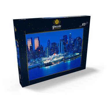 Transatlantikliner Queen Mary 2 im Hafen am Hudson River, Manhattan, New York City, New York, USA 100 Puzzle Schachtel Ansicht2