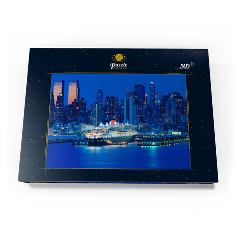 Transatlantikliner Queen Mary 2 im Hafen am Hudson River, Manhattan, New York City, New York, USA 500 Puzzle Schachtel Ansicht3