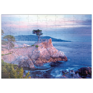 puzzleplate Lonely Cypress, Monterey Zypresse an der Pazifikküste bei Carmel 100 Puzzle
