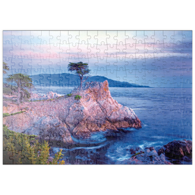 Darstellung des Puzzle Motivs Lonely Cypress, Monterey Zypresse an der Pazifikküste bei Carmel - Puzzleteile: 200