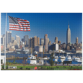 Darstellung des Puzzle-Motivs Blick über den Hudson nach Manhattan, New York City, New York, USA – Puzzleteile: 1000