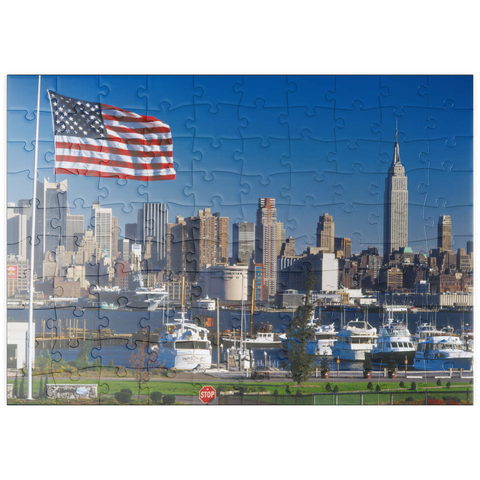 puzzleplate Blick über den Hudson nach Manhattan, New York City, New York, USA 100 Puzzle