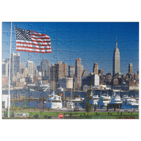 Darstellung des Puzzle Motivs Blick über den Hudson nach Manhattan, New York City, New York, USA - Puzzleteile: 100