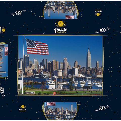 Blick über den Hudson nach Manhattan, New York City, New York, USA 100 Puzzle Schachtel 3D Modell