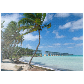 Darstellung des Puzzle Motivs Flagler's Eisenbahnbrücke, Bahia Honda Bridge, Florida Keys - Puzzleteile: 1000