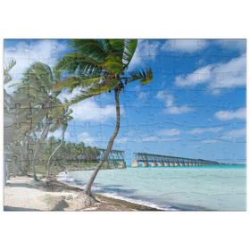 Darstellung des Puzzle Motivs Flagler's Eisenbahnbrücke, Bahia Honda Bridge, Florida Keys - Puzzleteile: 100