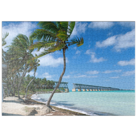Darstellung des Puzzle Motivs Flagler's Eisenbahnbrücke, Bahia Honda Bridge, Florida Keys - Puzzleteile: 500