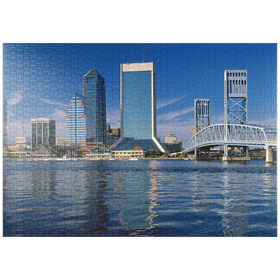 Darstellung des Puzzle Motivs St. John's River und Skyline von Jacksonville, Florida, USA - Puzzleteile: 1000