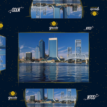 St. John's River und Skyline von Jacksonville, Florida, USA 1000 Puzzle Schachtel 3D Modell