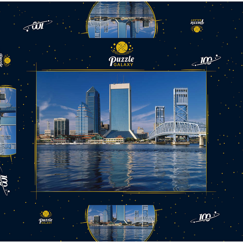 St. John's River und Skyline von Jacksonville, Florida, USA 100 Puzzle Schachtel 3D Modell