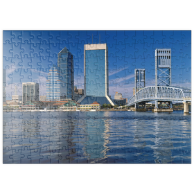 Darstellung des Puzzle-Motivs St. John's River und Skyline von Jacksonville, Florida, USA – Puzzleteile: 200