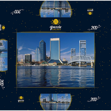 St. John's River und Skyline von Jacksonville, Florida, USA 200 Puzzle Schachtel 3D Modell