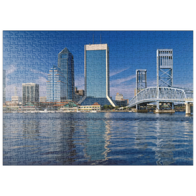 Darstellung des Puzzle Motivs St. John's River und Skyline von Jacksonville, Florida, USA - Puzzleteile: 500
