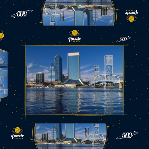 St. John's River und Skyline von Jacksonville, Florida, USA 500 Puzzle Schachtel 3D Modell