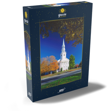 Kirche mit Ahornbaum in Litchfield, Connecticut, USA 1000 Puzzle Schachtel Ansicht2