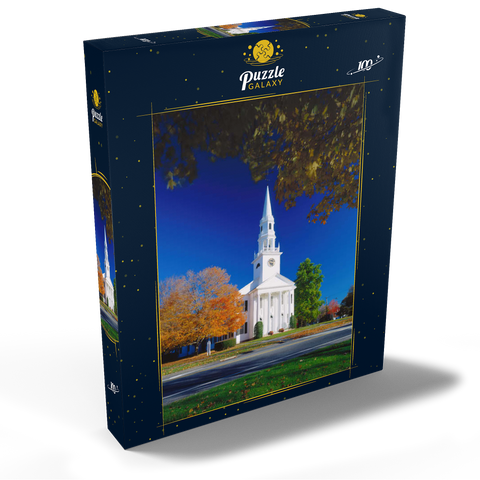 Kirche mit Ahornbaum in Litchfield, Connecticut, USA 100 Puzzle Schachtel Ansicht2