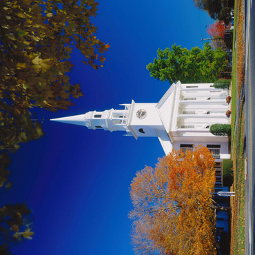 Kirche mit Ahornbaum in Litchfield, Connecticut, USA 100 Puzzle 3D Modell