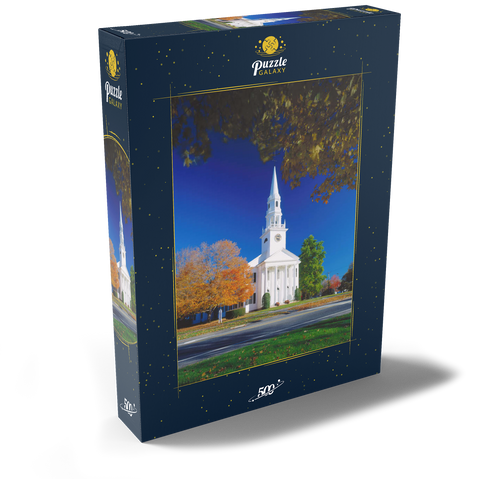 Kirche mit Ahornbaum in Litchfield, Connecticut, USA 500 Puzzle Schachtel Ansicht2