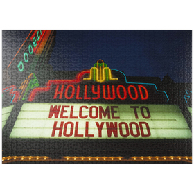 Darstellung des Puzzle-Motivs Neonreklame in Hollywood, Los Angeles, Kalifornien, USA – Puzzleteile: 1000