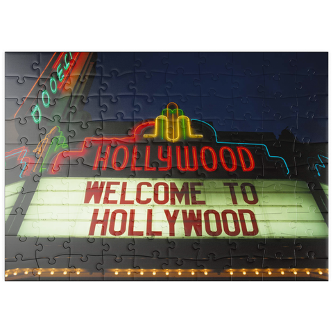 puzzleplate Neonreklame in Hollywood, Los Angeles, Kalifornien, USA 100 Puzzle