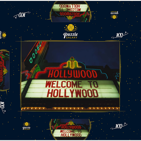 Neonreklame in Hollywood, Los Angeles, Kalifornien, USA 100 Puzzle Schachtel 3D Modell