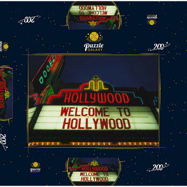 Neonreklame in Hollywood, Los Angeles, Kalifornien, USA 200 Puzzle Schachtel 3D Modell