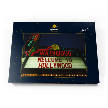 Neonreklame in Hollywood, Los Angeles, Kalifornien, USA 500 Puzzle Schachtel Ansicht3