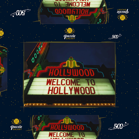 Neonreklame in Hollywood, Los Angeles, Kalifornien, USA 500 Puzzle Schachtel 3D Modell