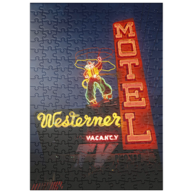 Darstellung des Puzzle Motivs Neonreklame in Monterey, Kalifornien, USA - Puzzleteile: 200