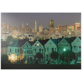 Darstellung des Puzzle-Motivs Alamo Square in San Francisco im Abendlicht, Kalifornien, USA – Puzzleteile: 1000
