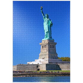 Darstellung des Puzzle-Motivs Freiheitsstatue bei strahlend blauem Himmel, Liberty Island, New York City – Puzzleteile: 1000