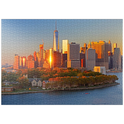 puzzleplate Governors Island mit One World Trade Center und der Skyline von Manhattan, New York City, New York, USA 1000 Puzzle
