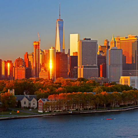 Governors Island mit One World Trade Center und der Skyline von Manhattan, New York City, New York, USA 1000 Puzzle 3D Modell