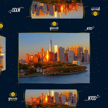 Governors Island mit One World Trade Center und der Skyline von Manhattan, New York City, New York, USA 1000 Puzzle Schachtel 3D Modell