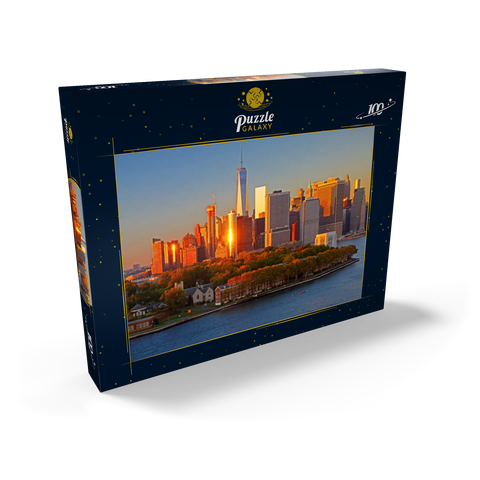 Governors Island mit One World Trade Center und der Skyline von Manhattan, New York City, New York, USA 100 Puzzle Schachtel Ansicht2