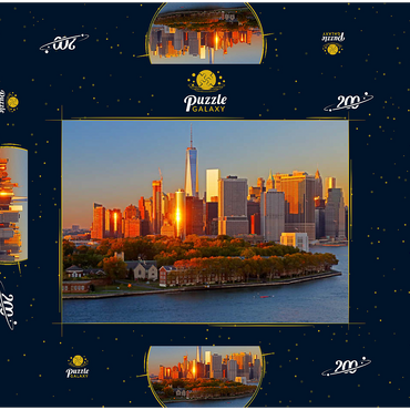 Governors Island mit One World Trade Center und der Skyline von Manhattan, New York City, New York, USA 200 Puzzle Schachtel 3D Modell