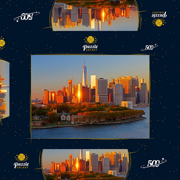 Governors Island mit One World Trade Center und der Skyline von Manhattan, New York City, New York, USA 500 Puzzle Schachtel 3D Modell