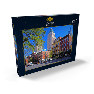 Ninth Avenue mit typischen Häusern mit Feuerleitern in Midtown Manhattan, New York City, New York, USA 100 Puzzle Schachtel Ansicht2