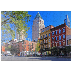 Darstellung des Puzzle Motivs Ninth Avenue mit typischen Häusern mit Feuerleitern in Midtown Manhattan, New York, USA - Puzzleteile: 200