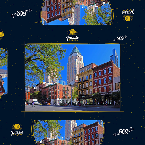 Ninth Avenue mit typischen Häusern mit Feuerleitern in Midtown Manhattan, New York City, New York, USA 500 Puzzle Schachtel 3D Modell