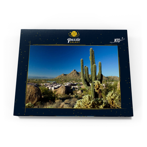 Four Seasons Hotelanlage mit Pinnacle Peak, Scottsdale, Arizona, USA 100 Puzzle Schachtel Ansicht3