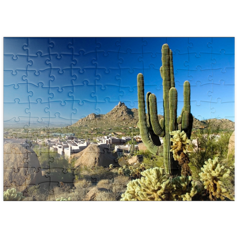 puzzleplate Four Seasons Hotelanlage mit Pinnacle Peak, Scottsdale, Arizona, USA 100 Puzzle