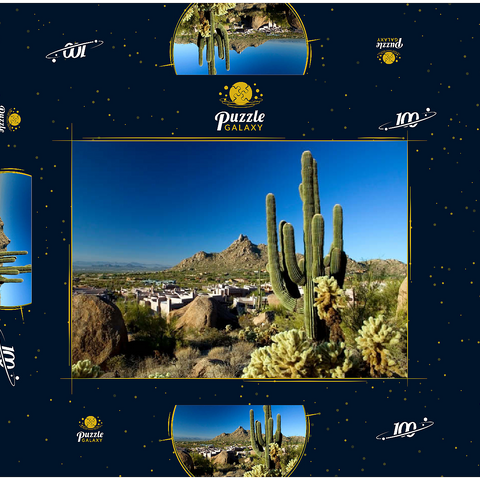 Four Seasons Hotelanlage mit Pinnacle Peak, Scottsdale, Arizona, USA 100 Puzzle Schachtel 3D Modell