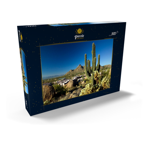 Four Seasons Hotelanlage mit Pinnacle Peak, Scottsdale, Arizona, USA 500 Puzzle Schachtel Ansicht2