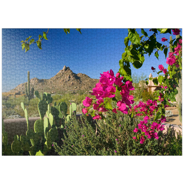 puzzleplate Bougainvillea mit Pinnacle Peak, Scottsdale, Arizona, USA 1000 Puzzle