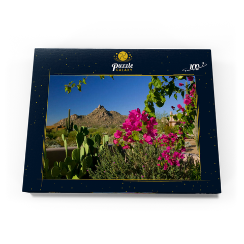 Bougainvillea mit Pinnacle Peak, Scottsdale, Arizona, USA 100 Puzzle Schachtel Ansicht3