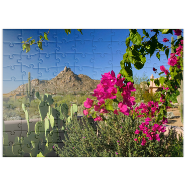 puzzleplate Bougainvillea mit Pinnacle Peak, Scottsdale, Arizona, USA 100 Puzzle